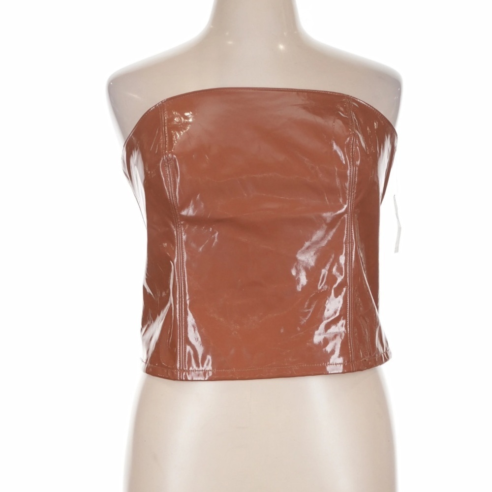 Anthropologie Patent Faux Leather Bandeau Top Women’s XL - Picture 3 of 8